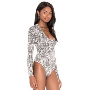 FREE PEOPLE Gotcha Bodysuit Black White Size Small